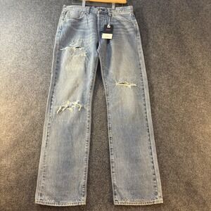 NWT Levis Premium 501 Original Selvedge Jeans Mens 32x32 Distressed